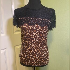 Ann Taylor Small Leopard Print Lace Top